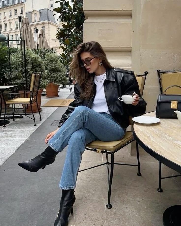 wearing jacket and jeans